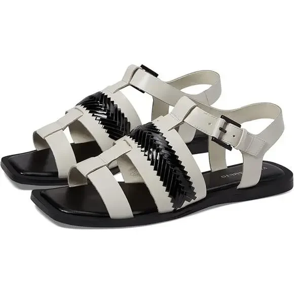 NIB Vince Camuto 9M Bachelen Leather Square Toe Gladiator Sandal Coconut Cream - Picture 12 of 12